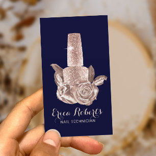 Carte De Visite Clou Floral rose Marine polonaise Manicuriste