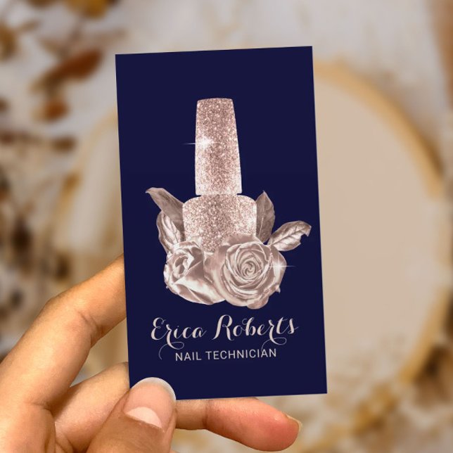 Carte De Visite Clou Floral rose Marine polonaise Manicuriste (Créateur téléchargé)