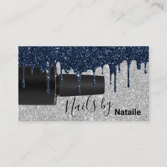 Carte De Visite Clou Polonais Navy Dérive Bleu La Manicuriste De L (Devant)