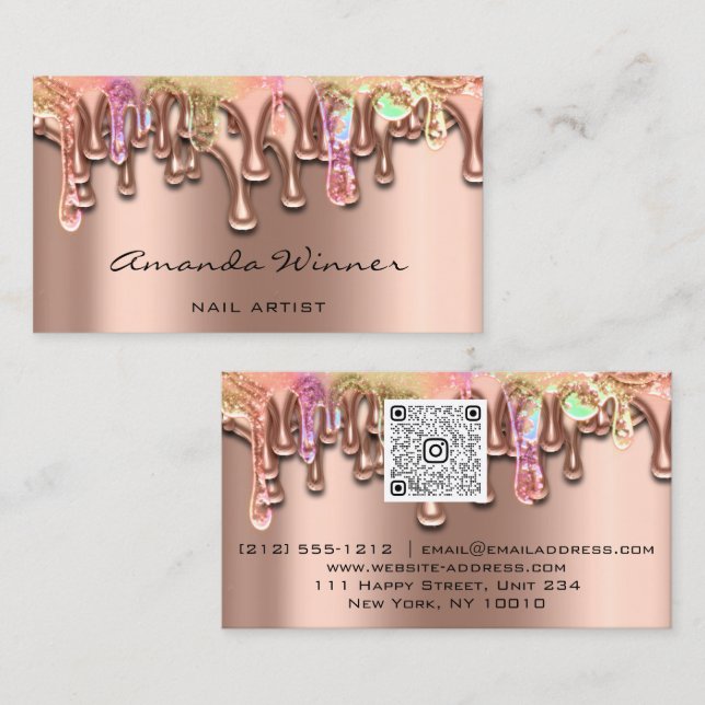 Carte De Visite Clou Studio Drivers Rose QR Logo Wax Body Epilatio (Devant / Derrière)