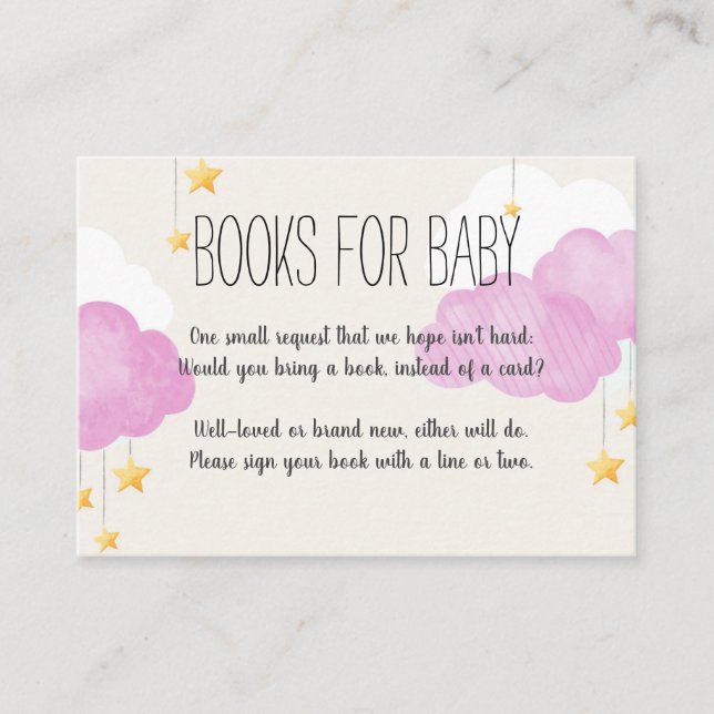Carte De Visite Cloud 9 Baby shower Pink Demande de réservation (Devant)