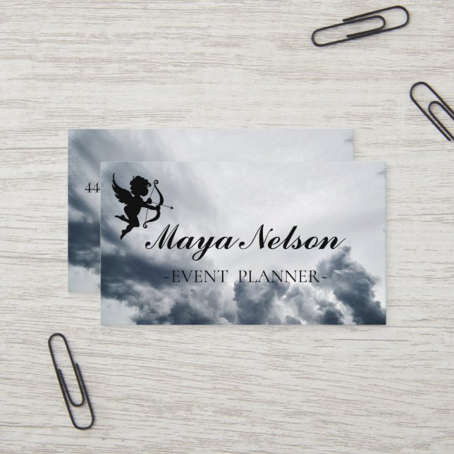 Carte De Visite Cloud Cool de luxe Silver Cloud tout doux (Devant/Arrière en situation)