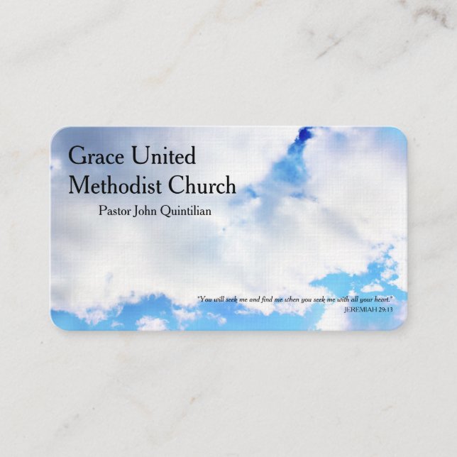 Carte De Visite Cloudy Blue Sky Christian Ministre Pasteur (Devant)