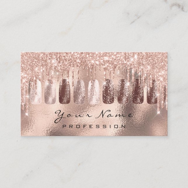 Carte De Visite Clous Art Parties scintillant Rose de la peau Manu (Devant)