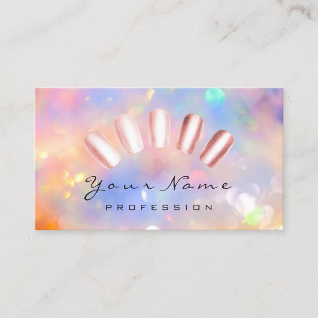 Carte De Visite Clous Artiste Rose Manucure Pedicure HOLOGRAPHE (Devant)