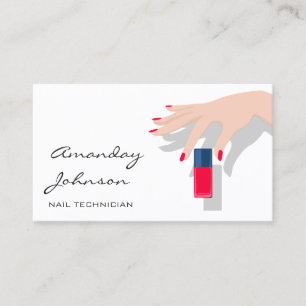 Carte De Visite Clous Artiste Studio Manucure Rouge Pedicure Blanc