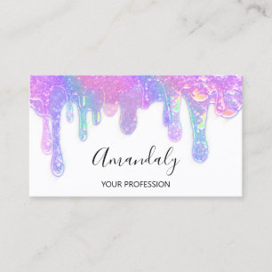 Carte De Visite Clous Beauté Logo Drivers Holographe Rose Bleu