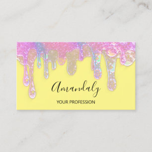 Carte De Visite Clous Beauté Logo Drivers Holographe rose Jaune