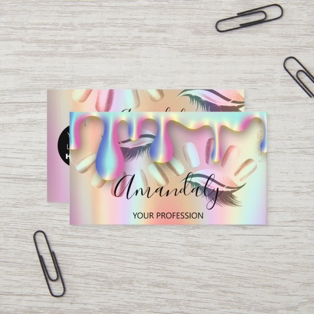 Carte De Visite Clous de trait d'artiste maquillage Déchets de log (Devant/Arrière en situation)