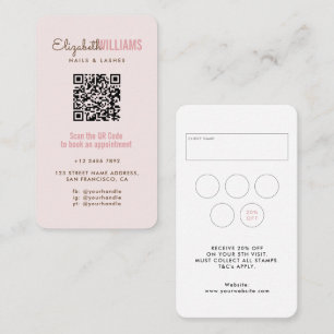 Carte De Visite Clous et cils professionnels Code QR Fidélité et p