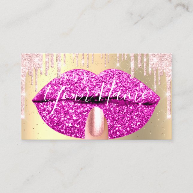 Carte De Visite Clous maquillage Artiste Lèvres rose Kiss Lips Fuc (Devant)