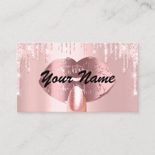 Carte De Visite Clous maquillage Artiste Rose Drips Kiss Lips rose