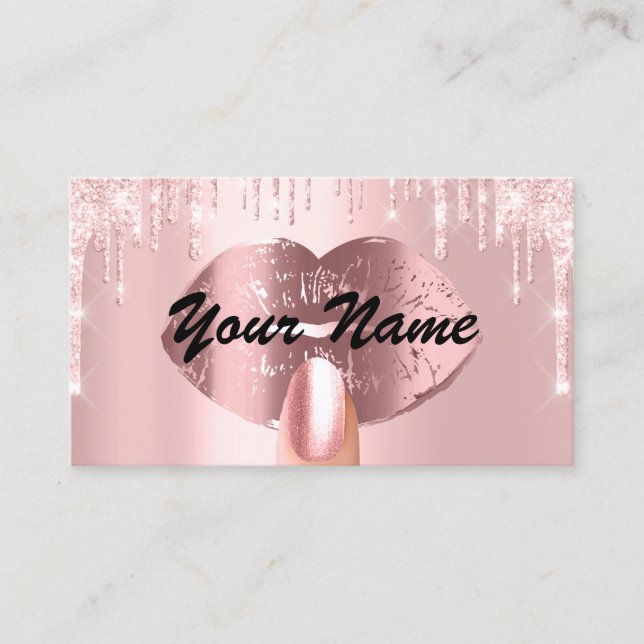 Carte De Visite Clous maquillage Artiste Rose Drips Kiss Lips rose (Devant)