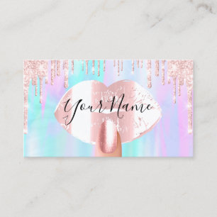 Carte De Visite Clous maquillage Holographe gouttes Kiss Lips Lumi