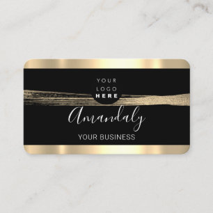 Carte De Visite Clous maquillage Stylist Gold Black Stroke Logo