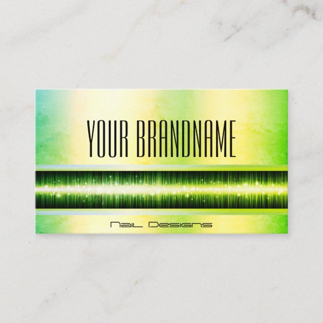 Carte De Visite Clous professionnels d'holos verts brillants (Devant)