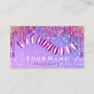 Carte De Visite Clous Styliste Manicure Pink Drives Parties scinti