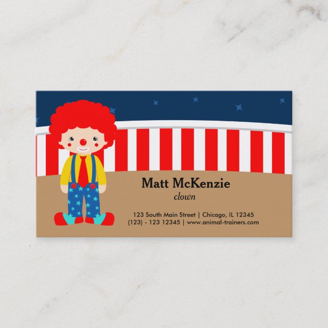 Carte De Visite Clown de cirque (Devant)