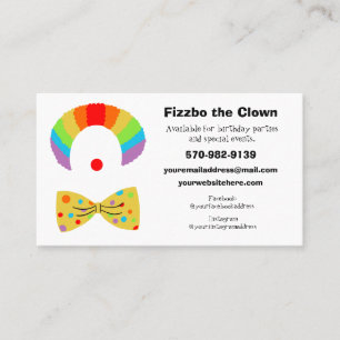 Carte De Visite Clown de fête d'anniversaire pour enfants
