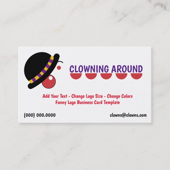 Carte De Visite Clown drôle de logos (Devant)