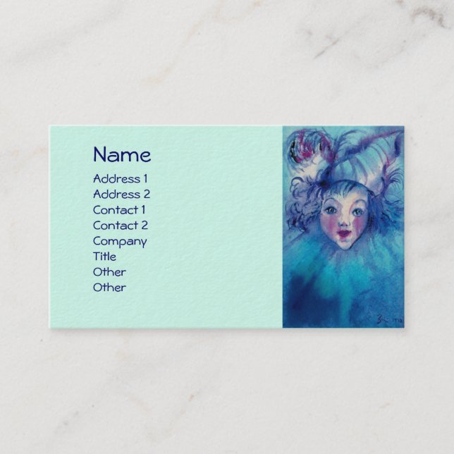 CARTE DE VISITE CLOWN EN BLEU (Devant)