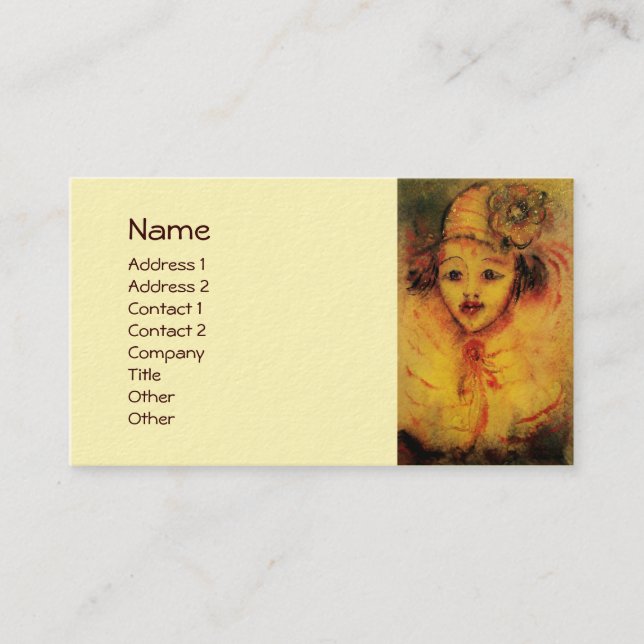 CARTE DE VISITE CLOWN EN JAUNE (Devant)