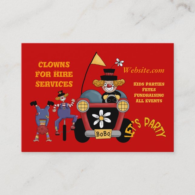 Carte de visite Clown pour la location des enfants (Devant)