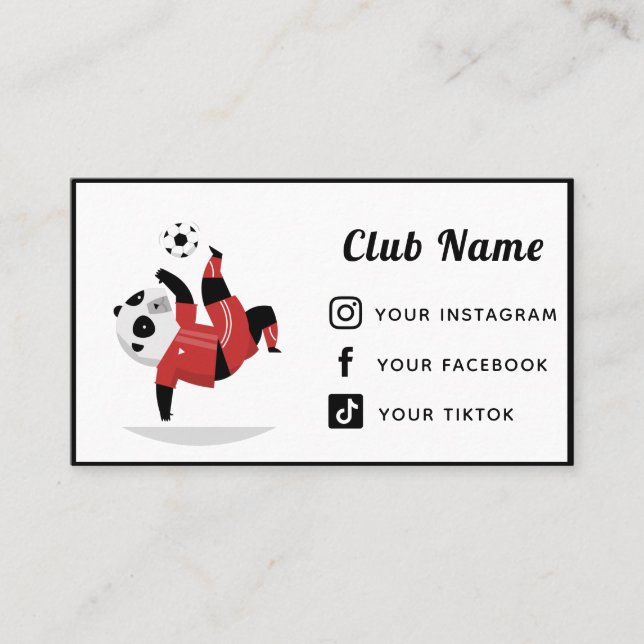 Carte De Visite Club de football entraîneur Cute Panda ours médias (Devant)