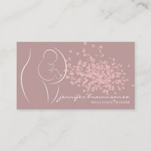 Carte De Visite Coach d'accouchement rose enceinte Doula bébé simp