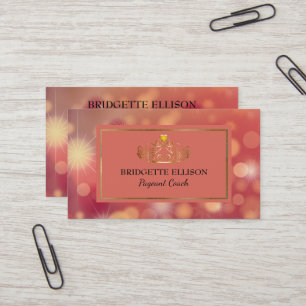 Carte De Visite Coach de concours scintillant rose rouge or