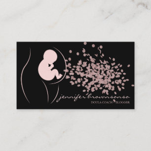 Carte De Visite Coach de naissance Doula noir bébé enceinte