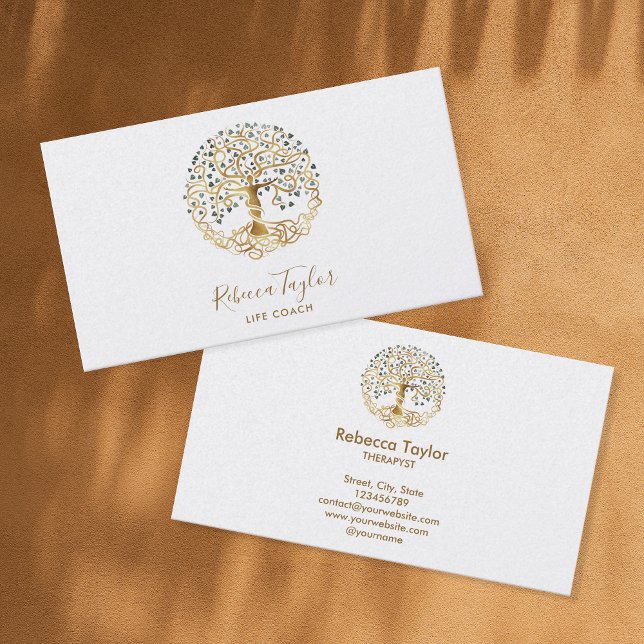 Carte De Visite coach de vie arbre de vie thérapeute yoga guérisse (Créateur téléchargé)