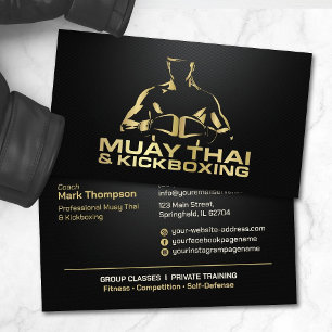 Carte De Visite Coach Muay Thai et Kickboxing - Noir et Or