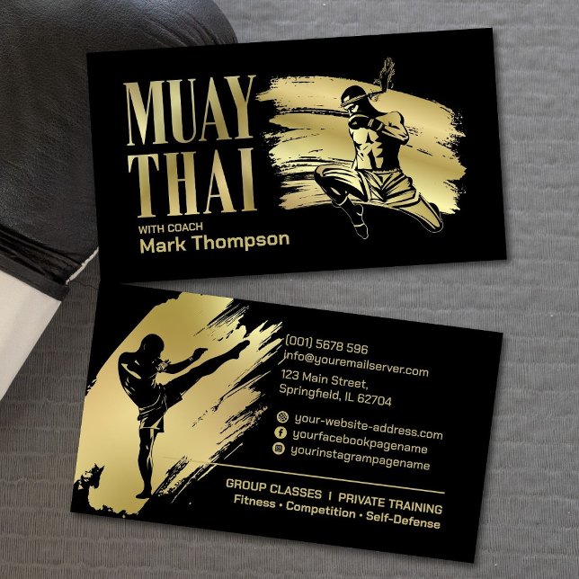 Carte De Visite Coach Muay Thai et Kickboxing - Rouge Bleu (Créateur téléchargé)