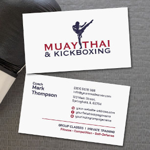 Carte De Visite Coach Muay Thai et Kickboxing - Rouge Bleu