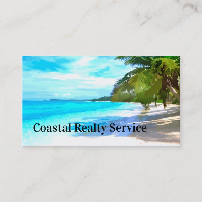 Carte De Visite Coastal Beach Real Estate Agent (Devant)