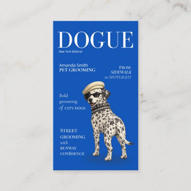 Carte De Visite Cobalt Blue Dalmatian Dogue Magazine Business Card (Devant)