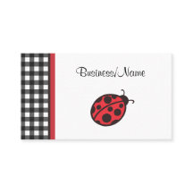 Carte de visite coccinelle à carreaux