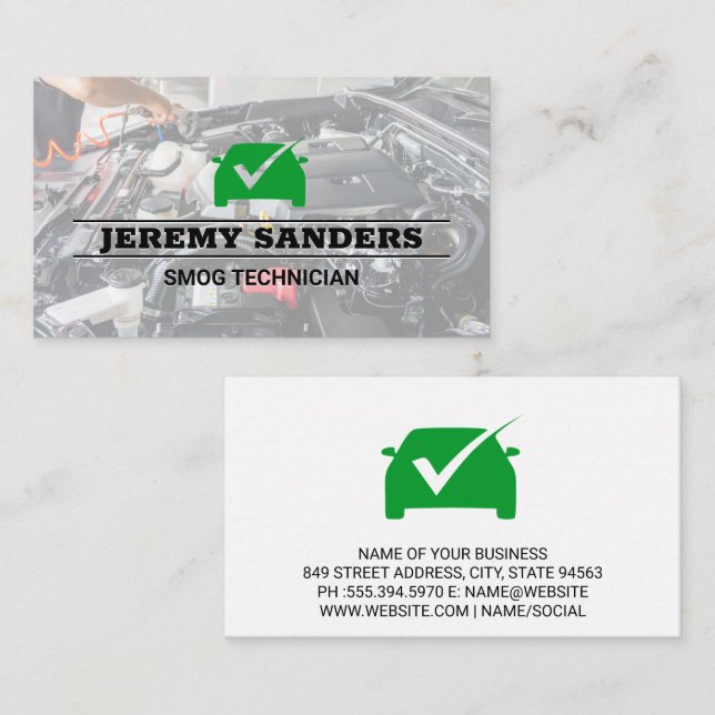 Carte De Visite Coche verte | Services Auto | Baie moteur (Devant / Derrière)