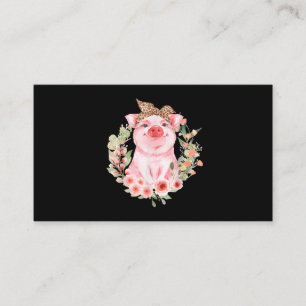 Carte De Visite Cochon Avec Bandeau Léopard Fleur Cochon Mélange