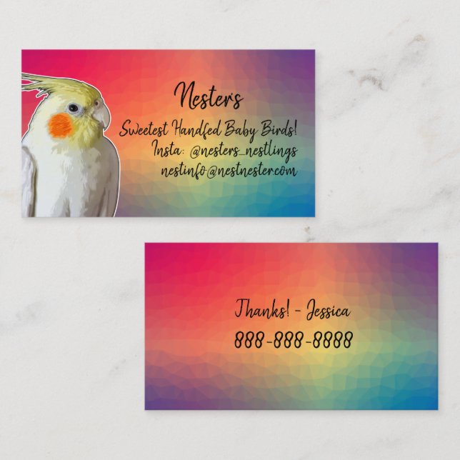 Carte De Visite Cockatiel Animaux Animaux Animaux Animaux Parrots  (Devant / Derrière)