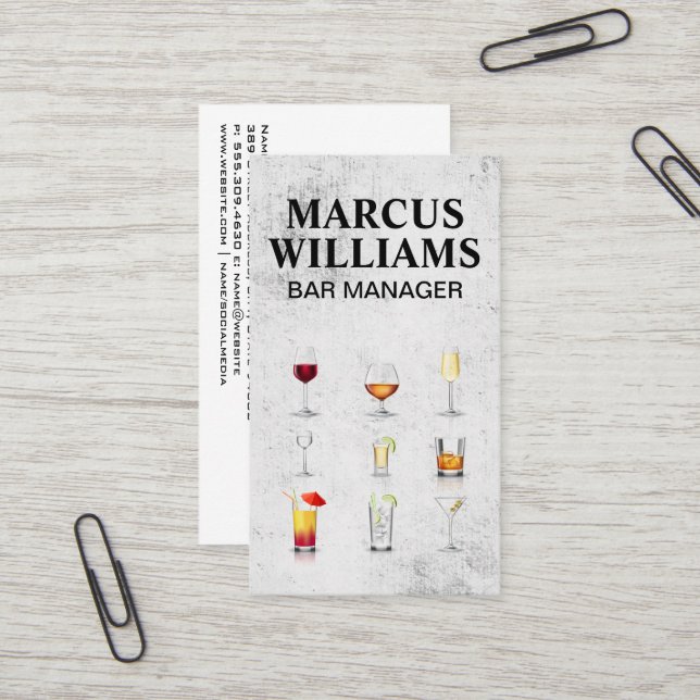 Carte De Visite Cocktail (Devant/Arrière en situation)