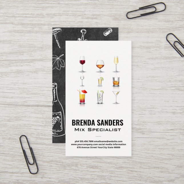 Carte De Visite Cocktail | Barman (Devant/Arrière en situation)