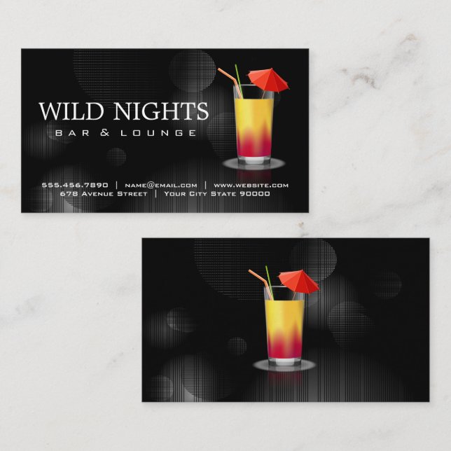Carte De Visite Cocktail | Barre (Devant / Derrière)