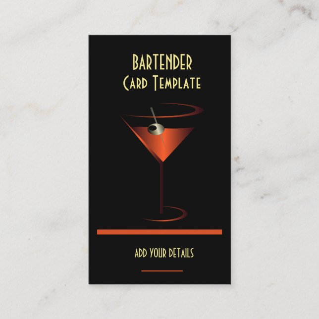 Carte De Visite Cocktail bartender Red Metallic (Devant)