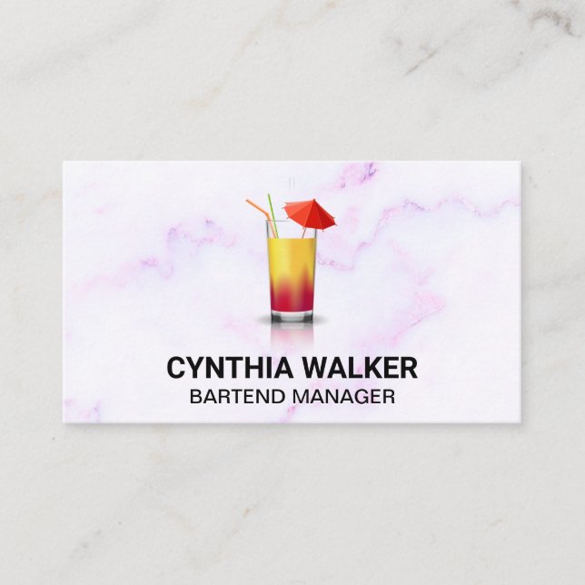 Carte De Visite Cocktail exotique | Marbre coloré (Devant)