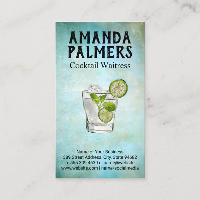 Carte De Visite Cocktail Mix Drink | Barre | Mixologie (Devant)