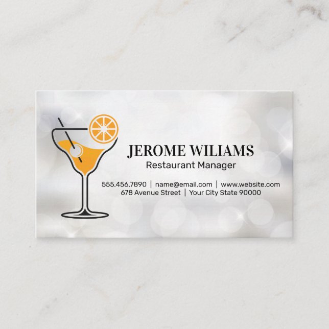 Carte De Visite Cocktail orange | Restaurant (Devant)