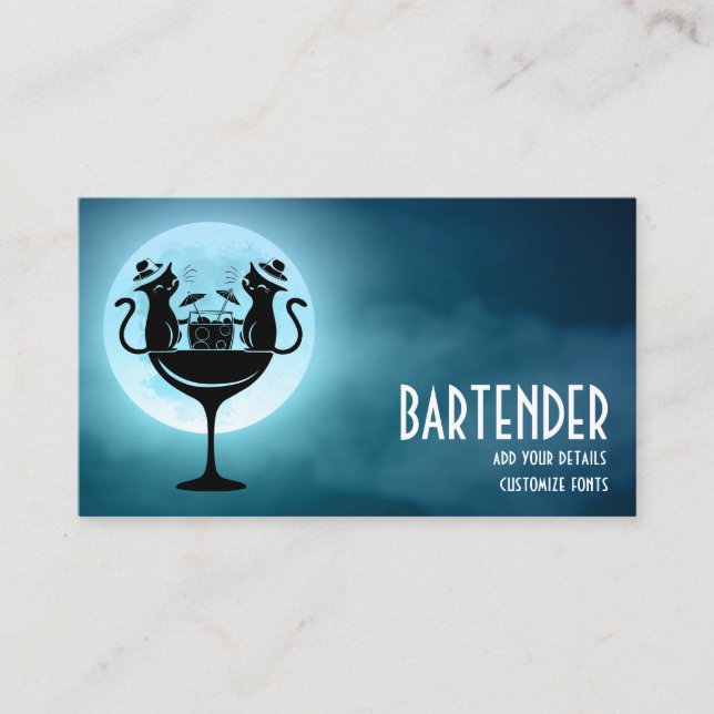 Carte De Visite Cocktails Bar Cats (Devant)