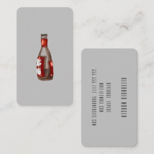 Carte De Visite Cocktails / Barman / Bière Aquarelle (Devant / Derrière)
